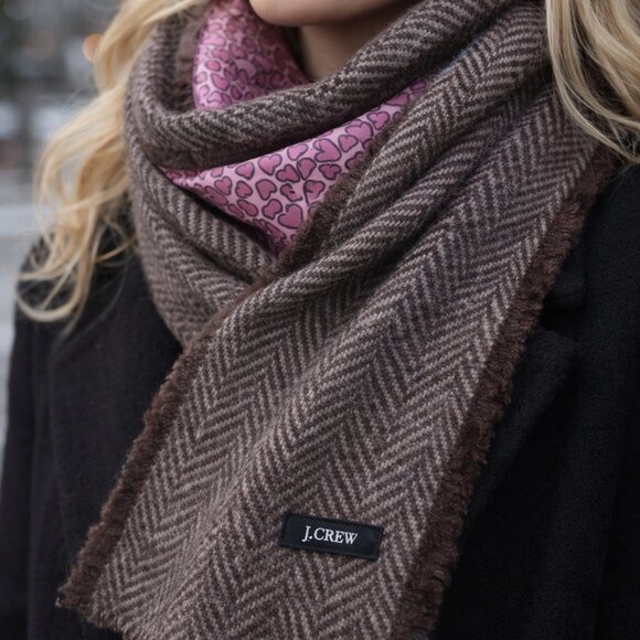 J.Crew wool-blend herringbone scarf - Picture 2 of 5